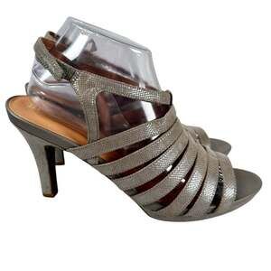 Naturalizer Nolana Silver Heels Size 10 Slingback Sandals Sparkly Night-Out